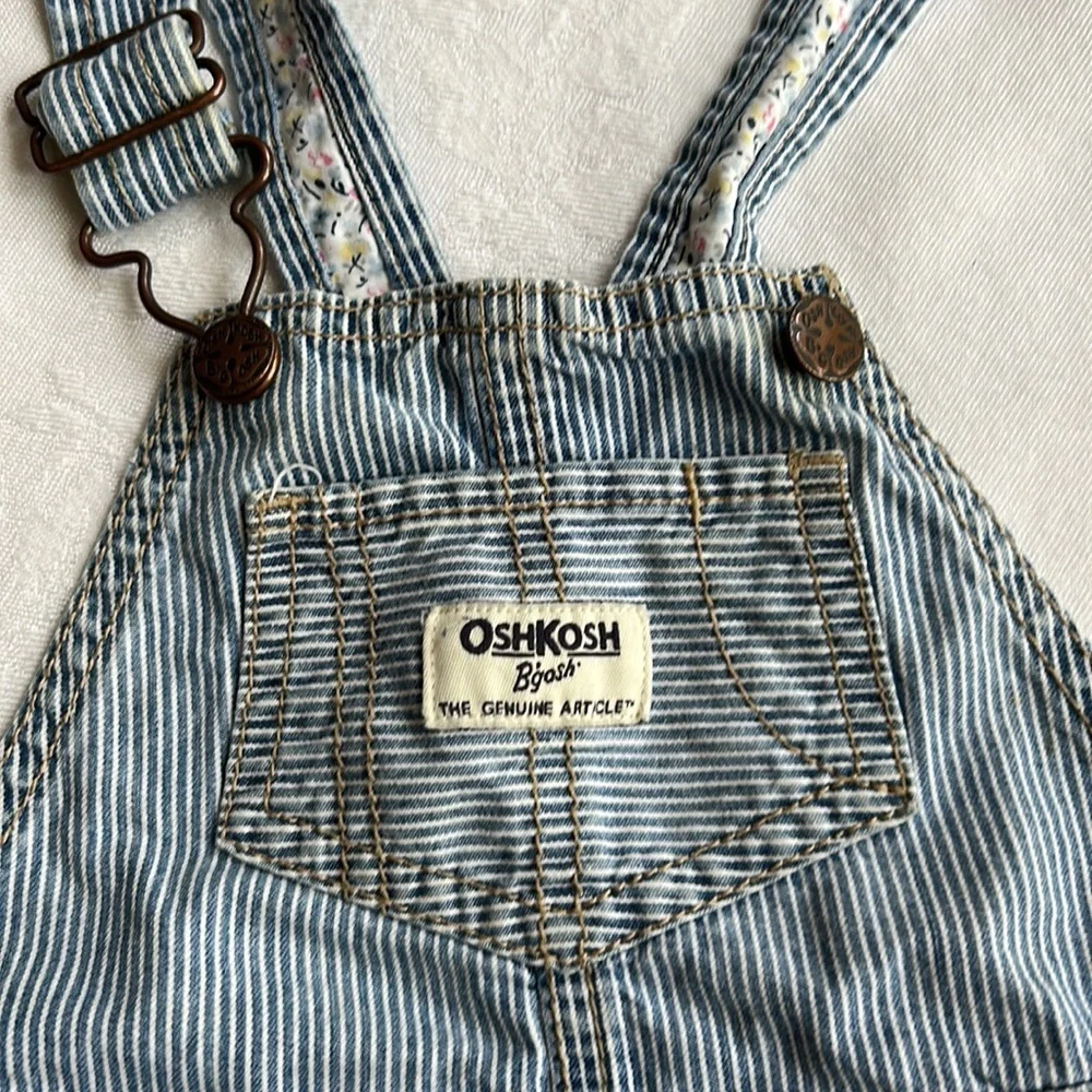 COPY - Vintage baby toddler OshKosh Bgosh striped overalls 12 mo. w/ floral pri…